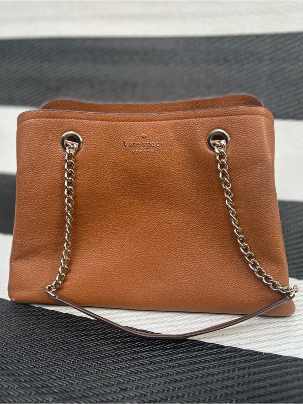 kate spade Cognac Pebbled Leather Chain-Handle Shoulder Bag